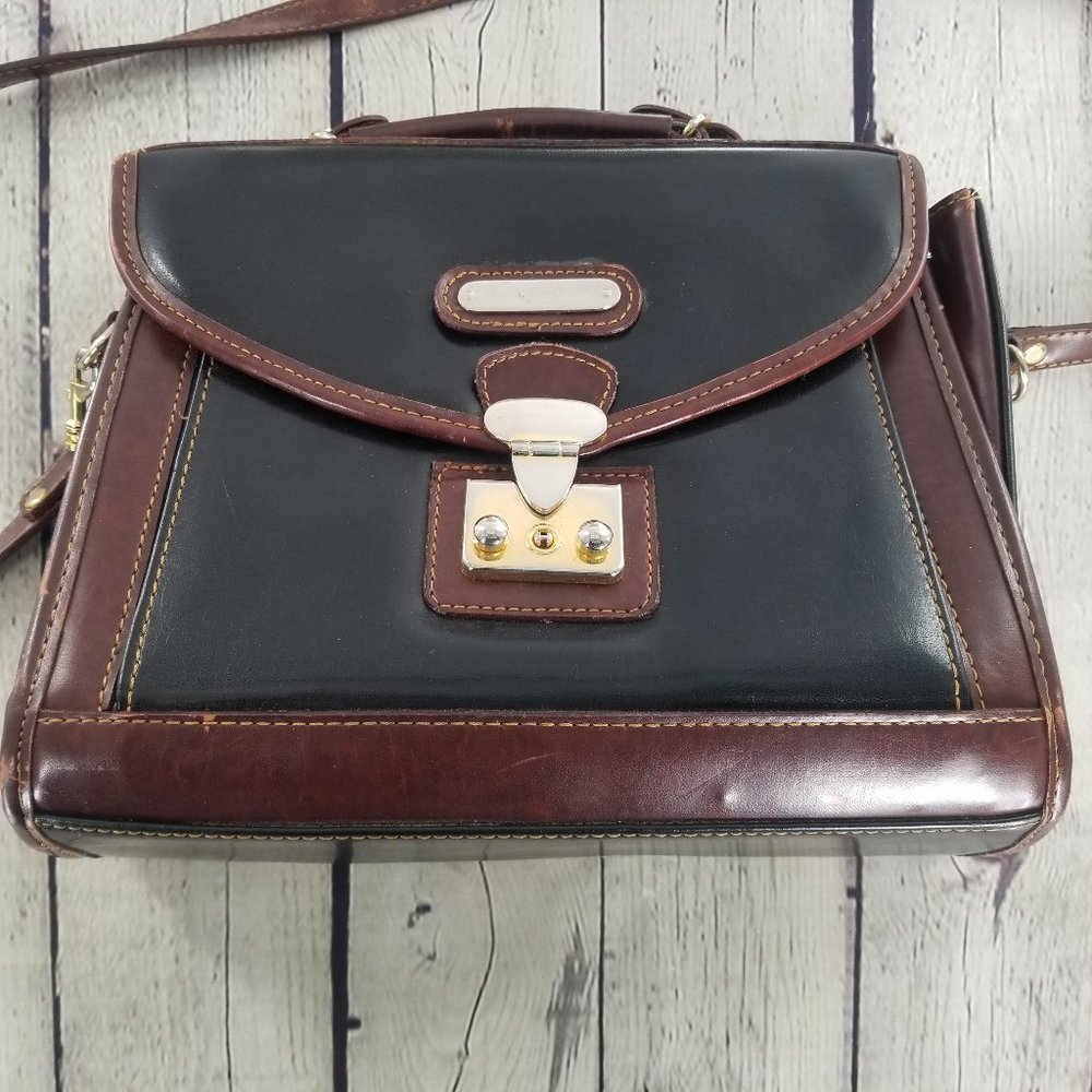VTG Polo Ralph Lauren brown & Black Leather Bag - Picture 2 of 8